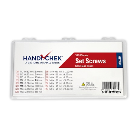 Handi-Chek Metric Set Screw SS Assort 375pc DISP-SETMS375